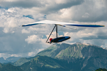 Hang glider pilot soars above Soca valley