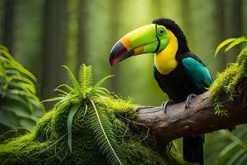 Keuken foto achterwand Toekan green winged macaw generated ai