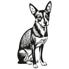 Basenji dog logo vector black and white, vintage cute dog head engraved realistic breed pet