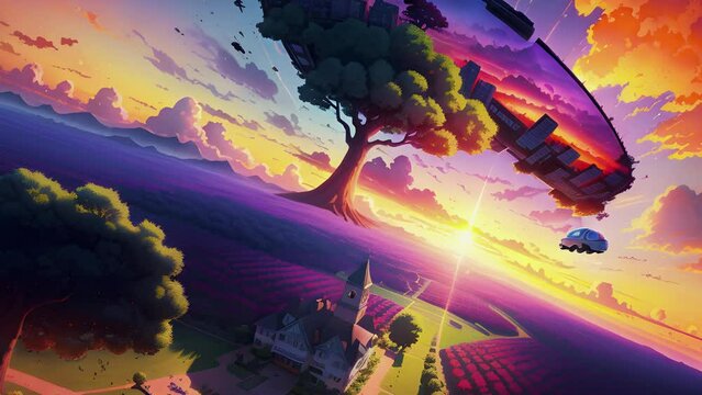 Creating a beautiful fantasy landscape with the help of artificial intelligence.