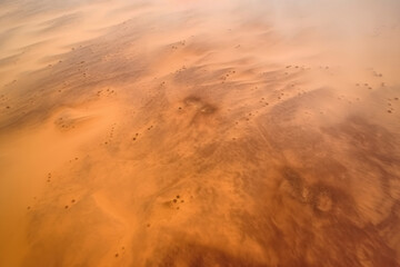 Aerial view of a windy desert