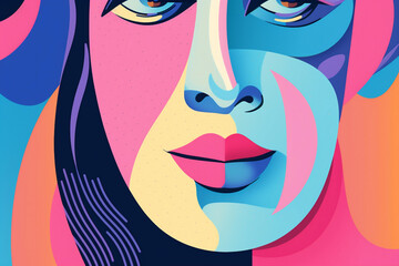 woman concept poster cubism graphic abstract portrait fashion cubist modern face. Generative AI.