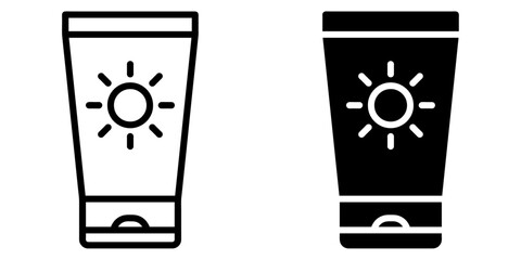 ofvs390 OutlineFilledVectorSign ofvs - sun cream vector icon . sunscrean sign . isolated transparent . black outline and filled version . AI 10 / EPS 10 / PNG . g11730