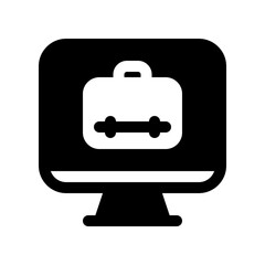 Obraz premium Editable job search, website, desktop, briefcase, online portfolio vector icon. Work, office. Part of a big icon set family. Perfect for web and app interfaces, presentations, infographics, etc
