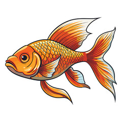 Fototapeta premium Aquatic Delight: Captivating 2D Illustration of a Fish Goldfish