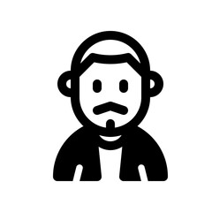 Editable man with buzz haircut and mustache avatar vector icon. User, profile, identity, persona. Part of a big icon set family. Perfect for web and app interfaces, presentations, infographics, etc