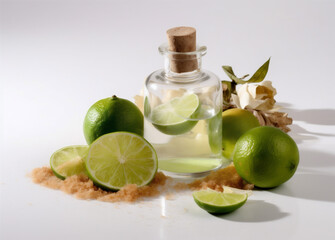 body lime treatment oil spa bottle skincare natural lemon organic. Generative AI.