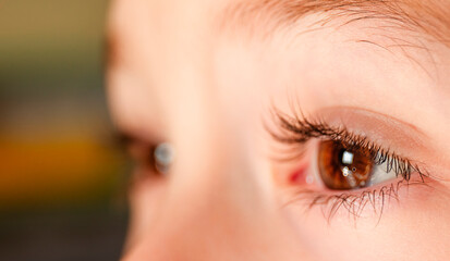 Close up shot of brown child eyes