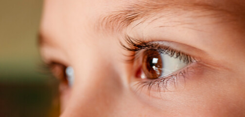 Close up shot of brown child eyes