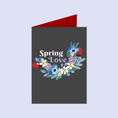 Flat Design Illustration with Card Spring Love