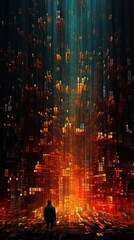 Embers of hope in data space 3D illustration background, Ai Generative 