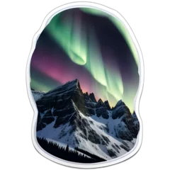 Schilderijen op glas aurora borealis mountains © APXIII