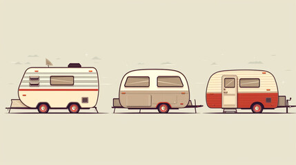 Camper van steak logo line style, simple, minimalistic, Colorful surf bus vector line illustration.