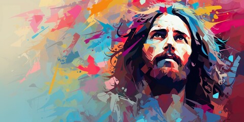 jesus christ on cross illustration. ai generative