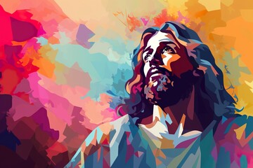jesus christ on cross illustration. ai generative