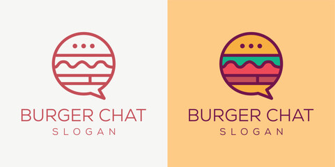 burger and chat conversation logo design