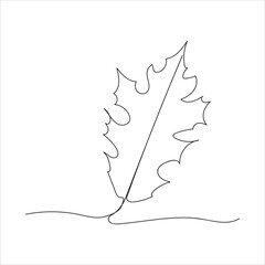 Leaf in continuous line art drawing style. Simple black sketch made of one line isolated on white background. Vector illustration