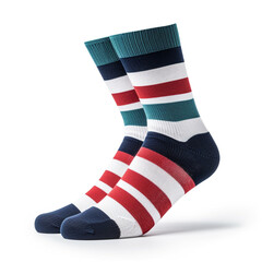 Male socks isolated on white background. Made from stretchable fabric to provide a snug fit on the leg.
