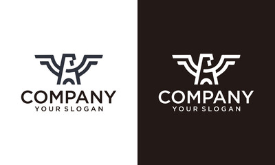 A Initial letter bird logo in simple minimalist negative space