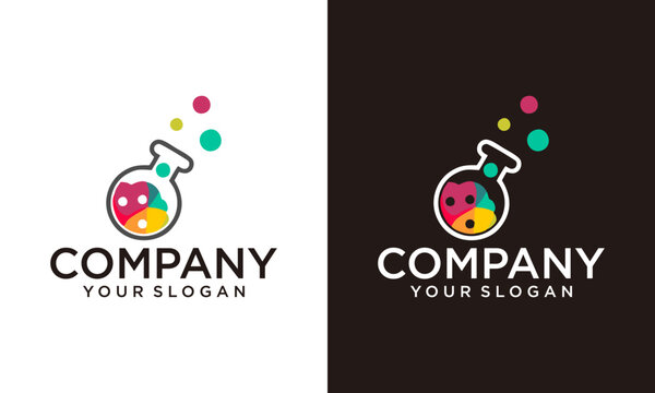 Abstract color lab logo . vector laboratory, chemical, medical test logo, icon.Colorful modern design with bulbs and bottles.