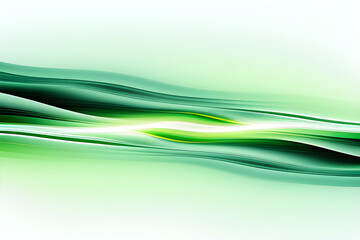 digital Art of thin horizontal green smoke Line, bright Background. generative ai