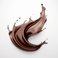 3D Splash of chocolate isolated on background, liquid or Cocao splash. Generative AI illustration