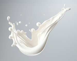 3D Milk splash isolated on background, liquid or Yogurt splash. Generative AI illustration