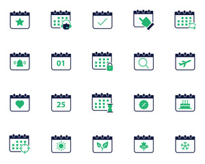 set of calendar icons, schedule, appointment, event