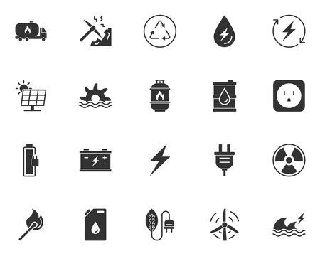 set of energy icons, power, electricity