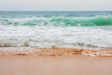 colorful beach sand and sea wave