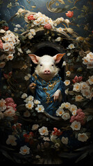 Generative AI, 12 zodiac is represent by using animals to be symbol including Rat, Ox, Tiger, Rabbit,  Dragon, Snake, Horse, Goat, Monkey, Rooster, Dog and pig. image style paper sculptures