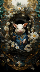 Generative AI, 12 zodiac is represent by using animals to be symbol including Rat, Ox, Tiger, Rabbit,  Dragon, Snake, Horse, Goat, Monkey, Rooster, Dog and pig. image style paper sculptures
