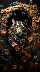 Generative AI, 12 zodiac is represent by using animals to be symbol including Rat, Ox, Tiger, Rabbit,  Dragon, Snake, Horse, Goat, Monkey, Rooster, Dog and pig. image style paper sculptures