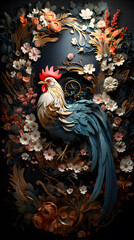 Generative AI, 12 zodiac is represent by using animals to be symbol including Rat, Ox, Tiger, Rabbit,  Dragon, Snake, Horse, Goat, Monkey, Rooster, Dog and pig. image style paper sculptures
