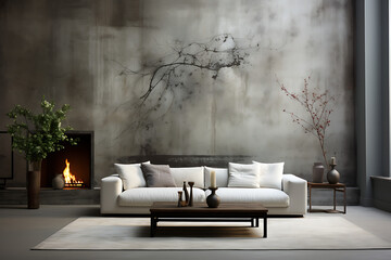 Concrete wall with texture, in the style of a misty atmosphere created with Generative AI