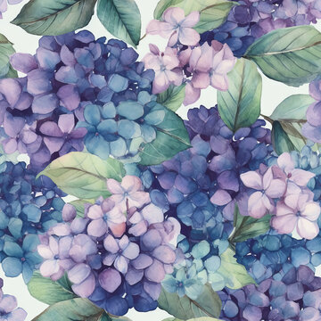 Hydrangea watercolor template pattern design, seamless pattern background.