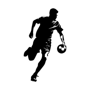 black soccer player dribbling ball clip art preview