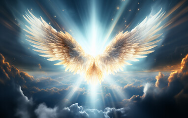 Angel wings in heaven Generative AI