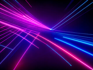 Abstract background with neon lights laser rays and glowing lines generated by ai