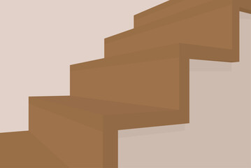 Vector flat image of stairs made of wood. Modern minimalism. Design for postcards, posters, backgrounds, templates, banners, textiles.