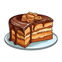 peanut butter chocolate cake clip art illustration. Transparent backgrund. Generative Ai