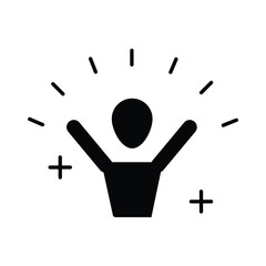 Joyful people glyph icon vector. Fun, enjoy, good mood, celebrate, happy, success symbol. Youth and sport day ector illustration for game interface, web, graphic design, UI, and app.