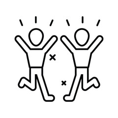 Happy and joyful people group line icon vector. Fun, enjoy, good mood, celebrate, happy, success symbol. Youth and sport day vector illustration for game interface, web, graphic design, UI, and app.