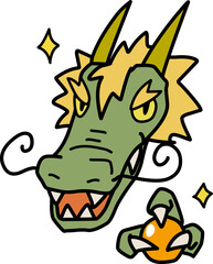 シンプルにデフォルメした龍の顔のイラスト