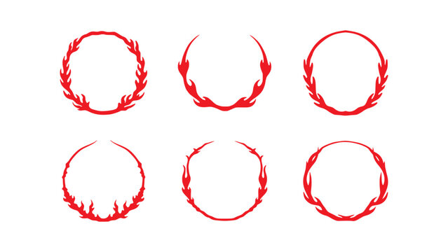 Circle fire frame cartoon vector illustration collection