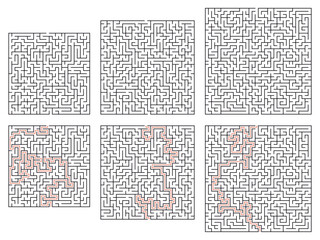 Square mazes. 3 version with different complexity.