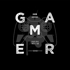 Vector joysticks gamepad illustration with slogan next level, for t-shirt prints and other uses.  © jenny