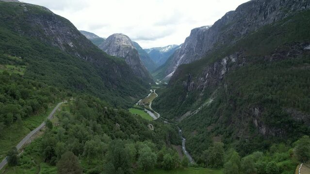 Aerial video of Viking Valley in Norway