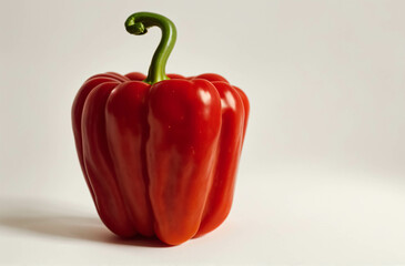 Closeup of fresh red bell pepper isolated on a light background
