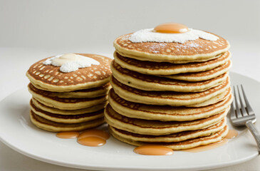 Bunche of pancakes on White background
